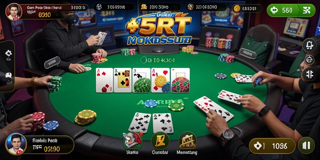 Tampilan screenshot game 5RT yang menampilkan aksi Poker yang seru.