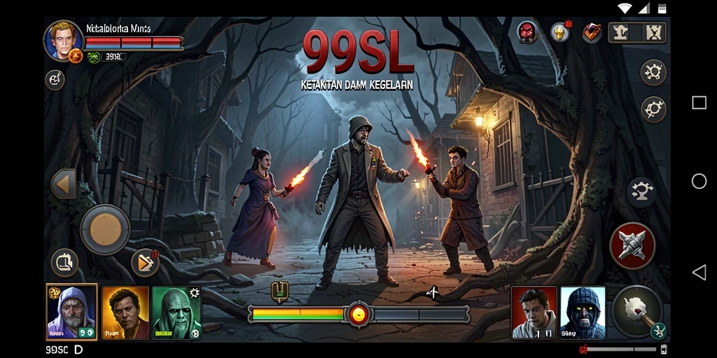 Screenshot utama 99SL menampilkan suasana menyeramkan dan gameplay yang intens.