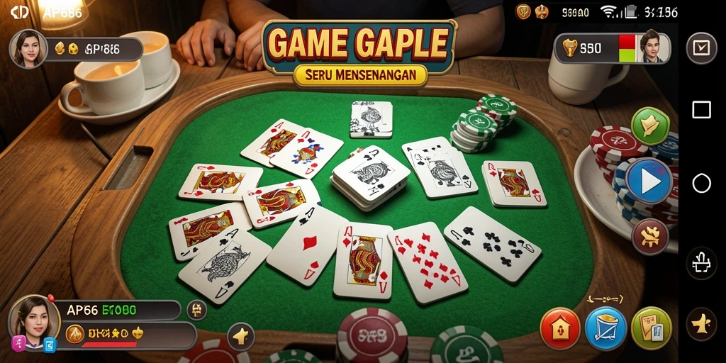 Gameplay seru AP686 yang menggambarkan keseruan bermain Gaple.