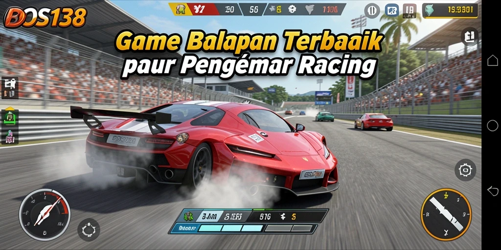 Tampilan grafis menarik dari gameplay <strong>BOS138</strong> menampilkan aksi balapan yang seru.