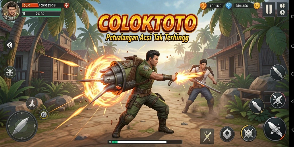 Screenshot COLOKTOTO dengan aksi pertempuran yang intens.