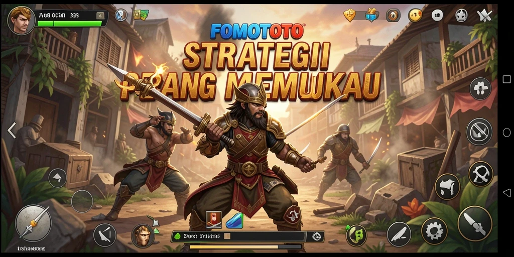 Tampilan gameplay seru FOMOTOTO dengan taktik strategis yang menampilkan pertempuran intens.