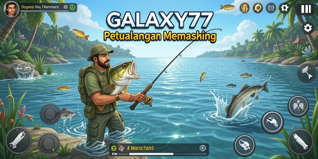 Tampilan menarik dari gameplay memancing di GALAXY77.