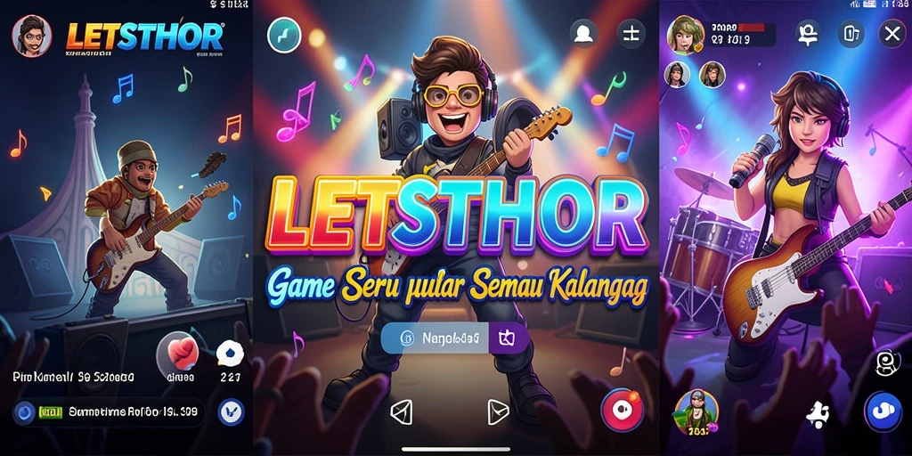 Screenshot gameplay LETSTHOR yang menunjukkan interaksi musik yang seru.