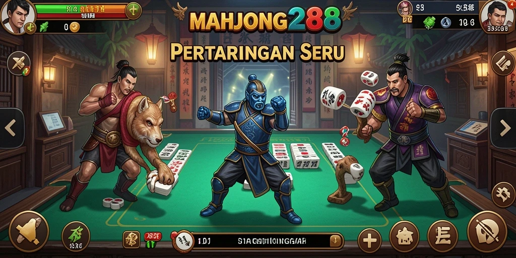Tampilan gameplay intens di MAHJONG288 dalam pertempuran Battle Royale.