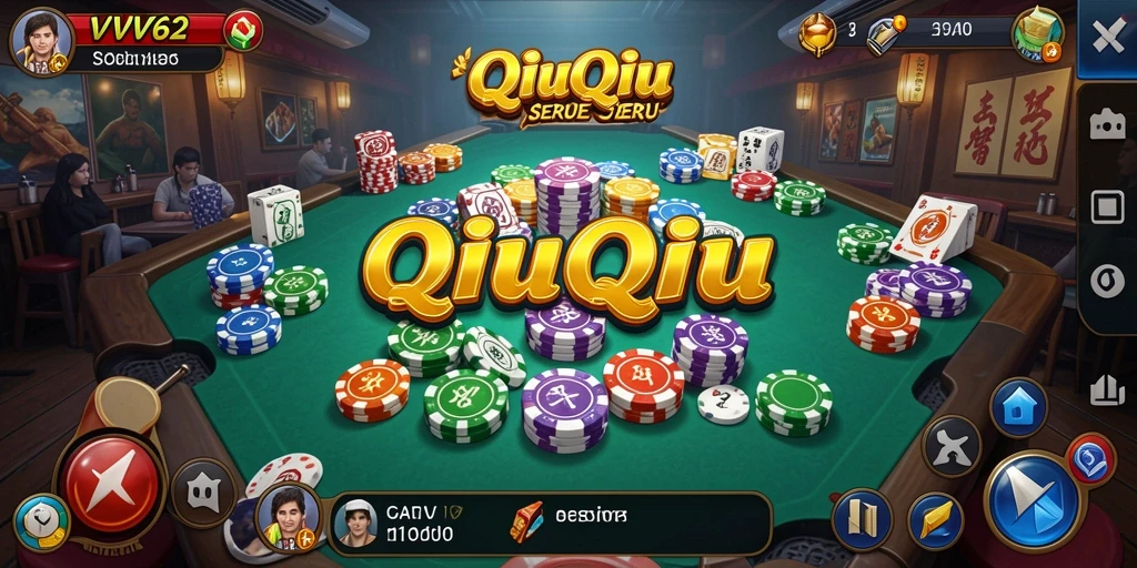 Screenshot gameplay VV62 menampilkan keseruan permainan QiuQiu.